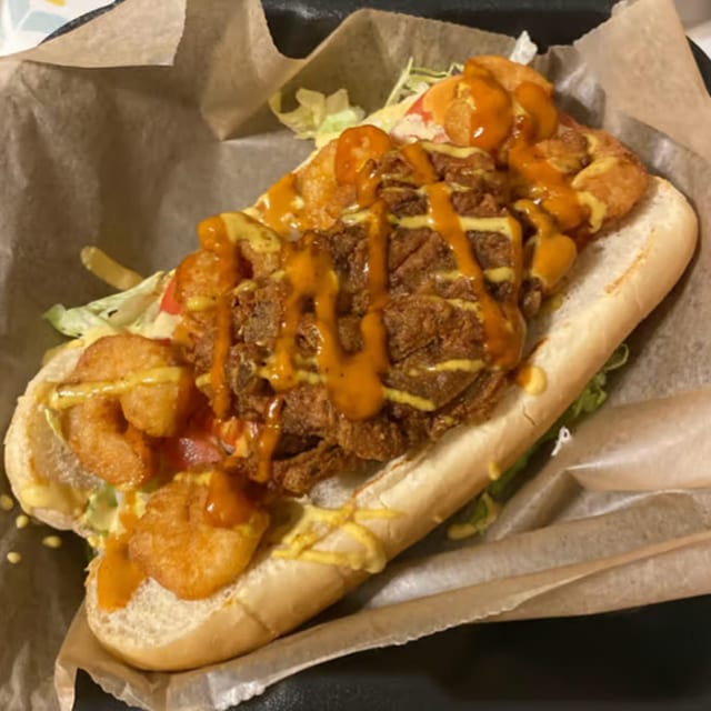 Soft Shell Crab & Shrimp Po Boy.